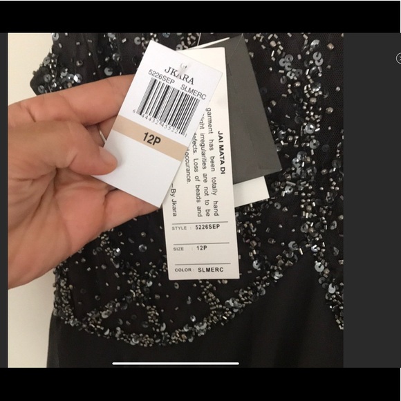 NWT Jkara V Neck Sequin Bodice Cap sleeve Dress - Picture 6 of 8